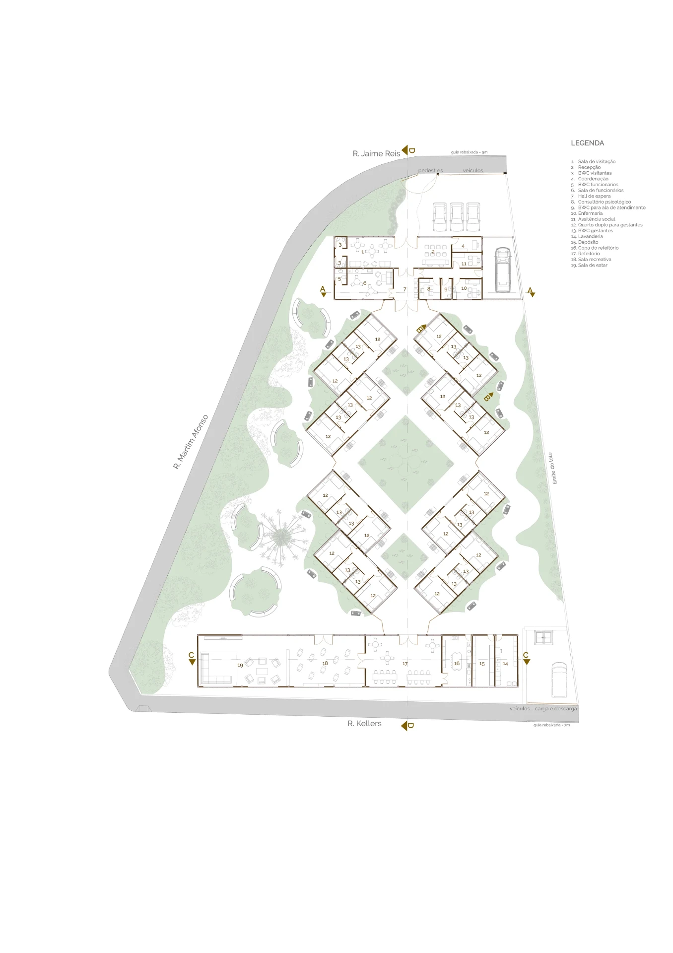 Planta de implantação do Centro de Acolhimento